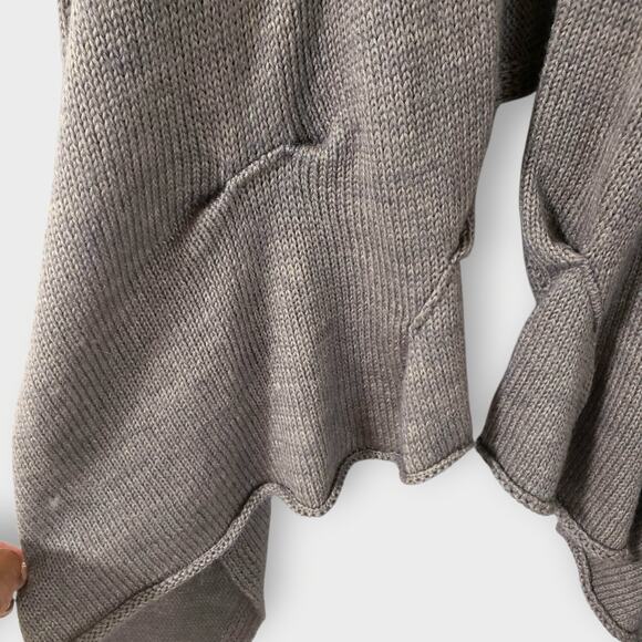 Katherine Barclay Wool Mohair Asymmetric Buckle Shawl Cardigan Brown Sz Large - Picture 6 of 14